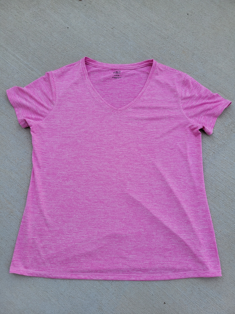 Athletic Works Pink Heathered V-Neck Short Sleeve Tee